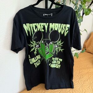 Mickey Mouse Frankenstein Halloween Tee Shirt Mens L Black Disney Store